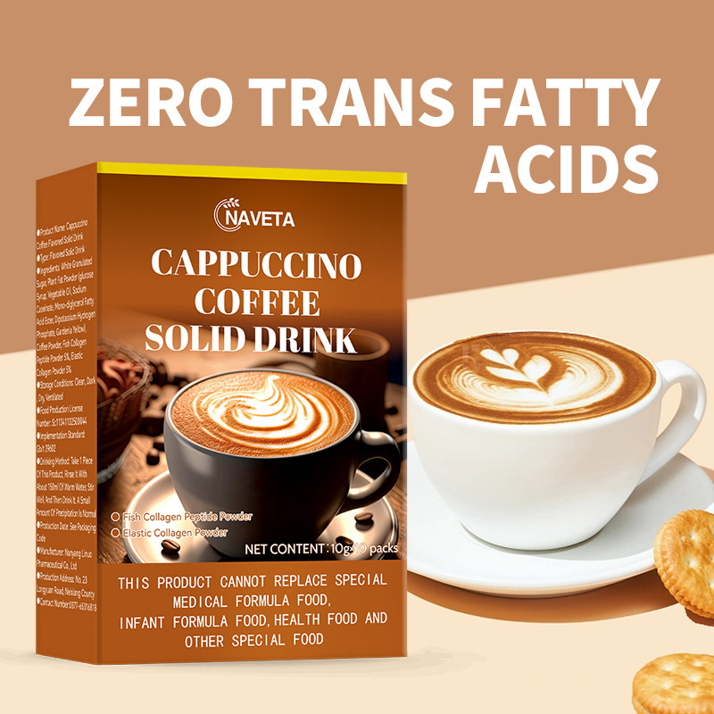 Solid Chocolate Cappuccino Diet Instant Coffee Bitter Taste Black Coffee Slimming Feature Packaged Black Bag for Cross-Border