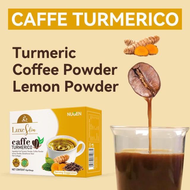 Rich Turmeric Coffee Meets Rich Cocoa Dark Chocolate Drink Fish Collagen Peptide Infused with Plant Extract