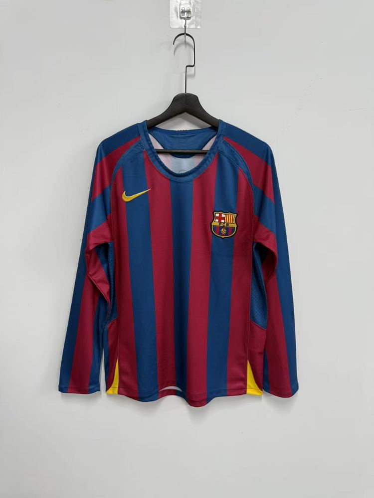 05-06 Barcelona home Long sleeve Retro jerseys La Liga version