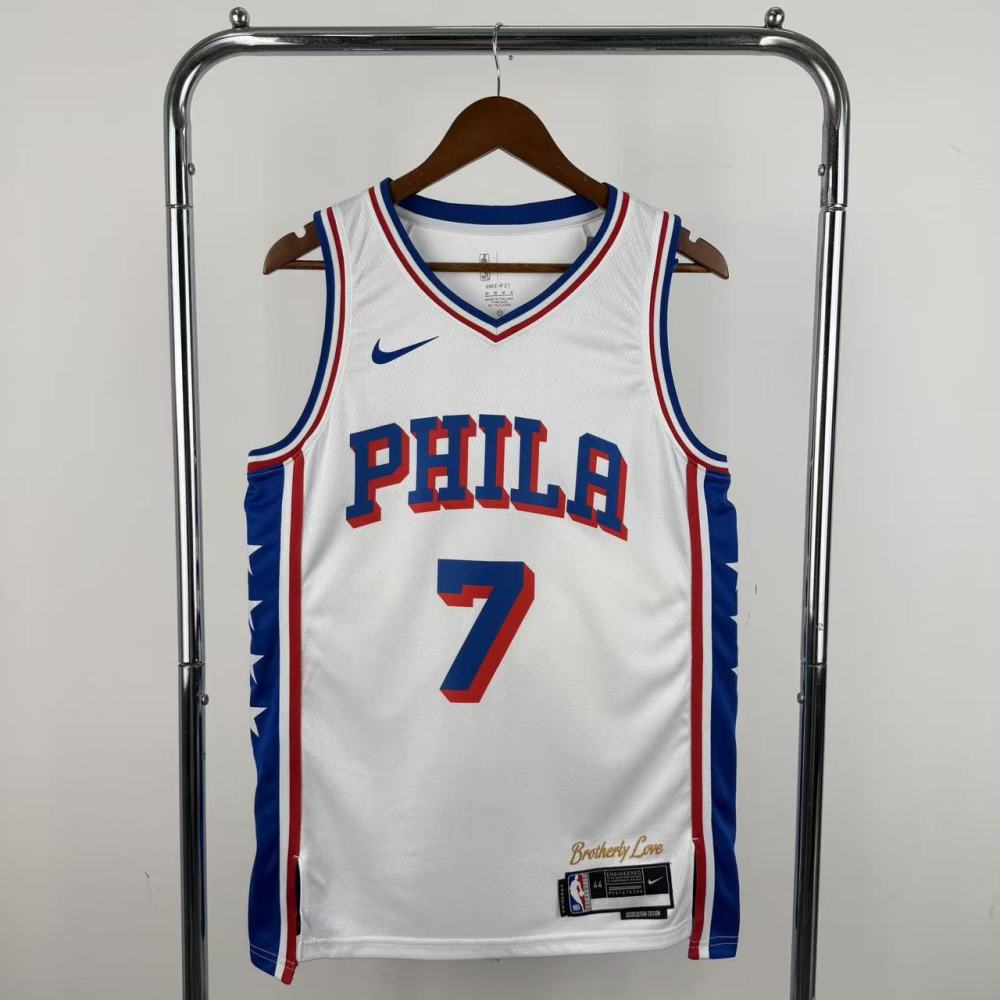 25-26 NBA 76ers White No. 7 Brown