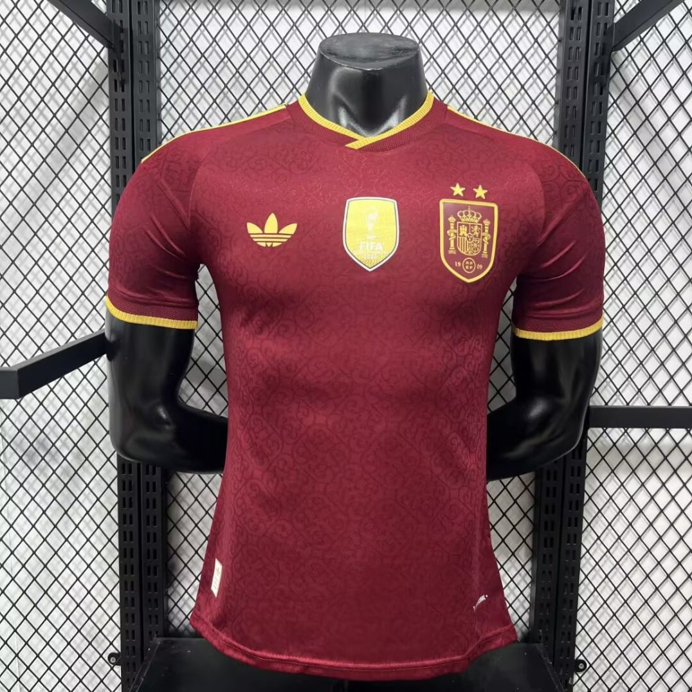 2026 Spain red two star champion edition player edition（2026西班牙红色-两星-球员版-默认带金盾）
