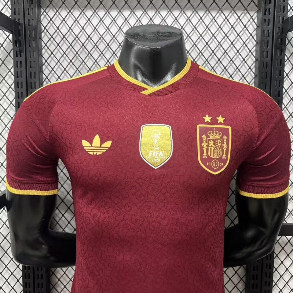 2026 Spain red two star champion edition player edition（2026西班牙红色-两星-球员版-默认带金盾）