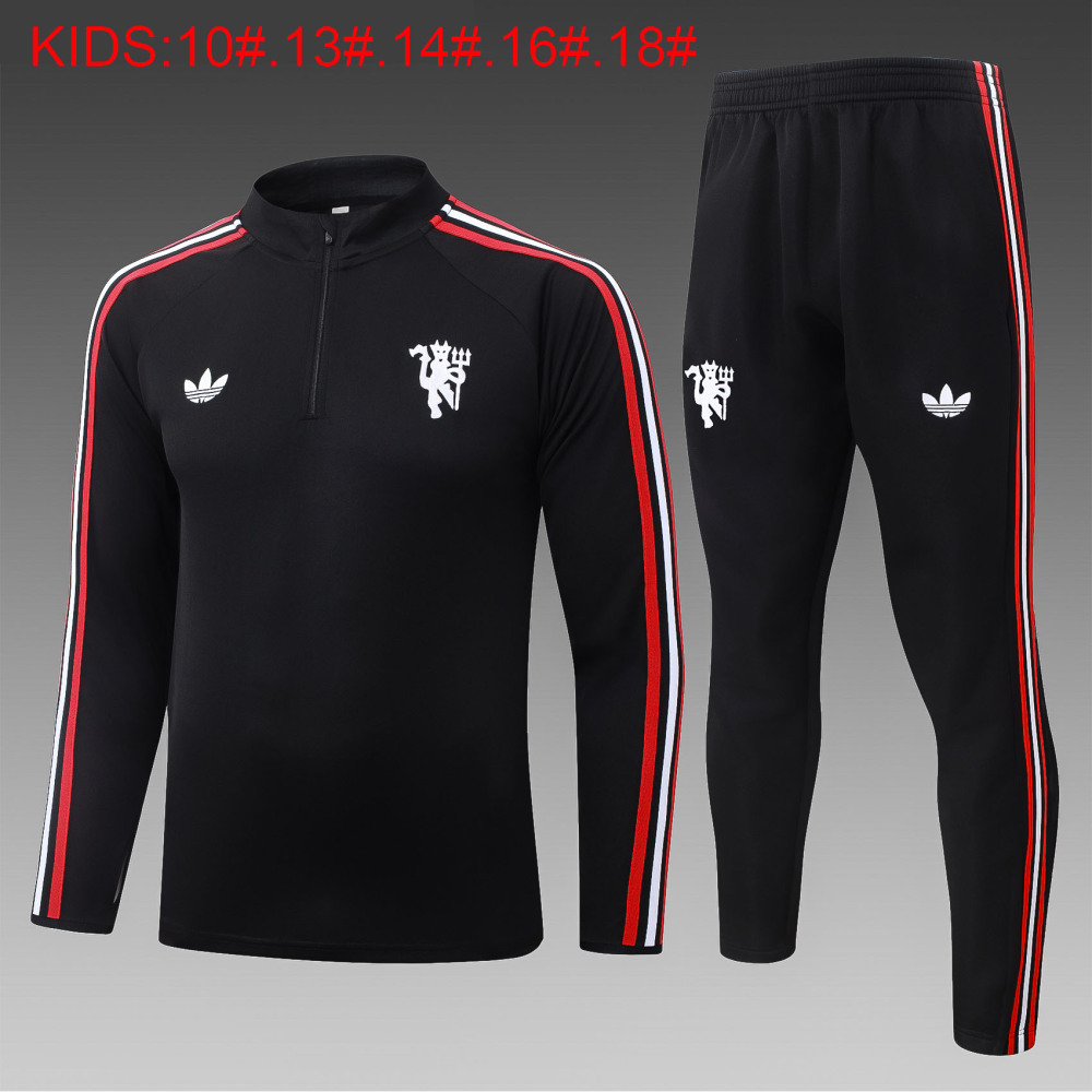 E26072 # 2627 Half Pull Manchester United Black (Red and White Ribbon) Children's Clothing