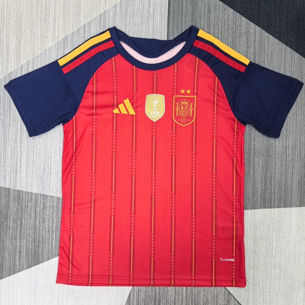 2026 Spain Home -fan two star champion edition（2026西班牙主场-2星-默认带金盾-球迷版）