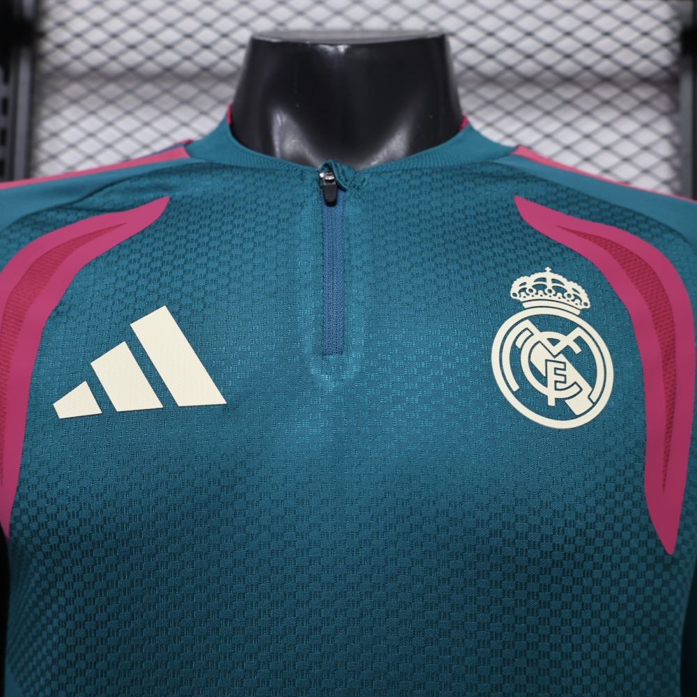 26-27 Real Madrid player edition long sleeves training suit top（26-27皇马绿色半拉训练服球员版单上衣）