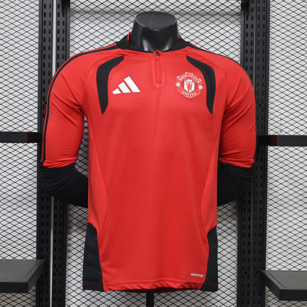 26-27 Manchester United player edition long sleeves training suit top（26-27曼联半拉训练服球员版单上衣）