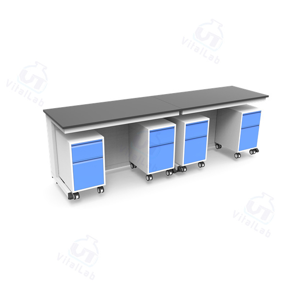 Banco de laboratorio móvil modular tipo C - Gabinete móvil con marco de acero fijo