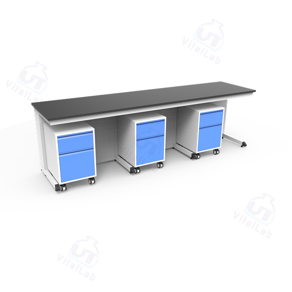 Banco de laboratorio móvil modular tipo C - Gabinete móvil con marco de acero fijo