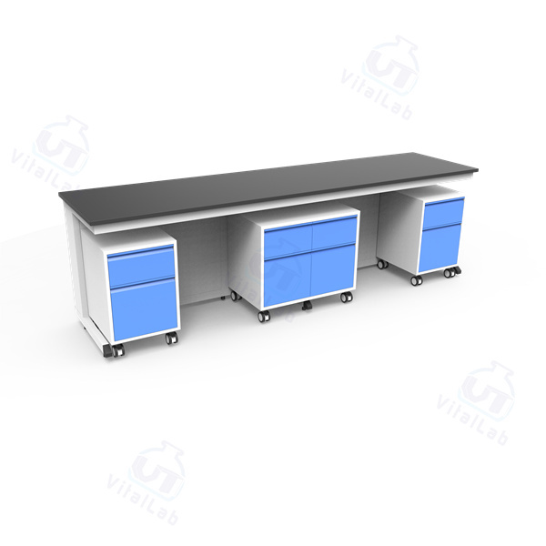 Banco de laboratorio móvil modular tipo C - Gabinete móvil con marco de acero fijo
