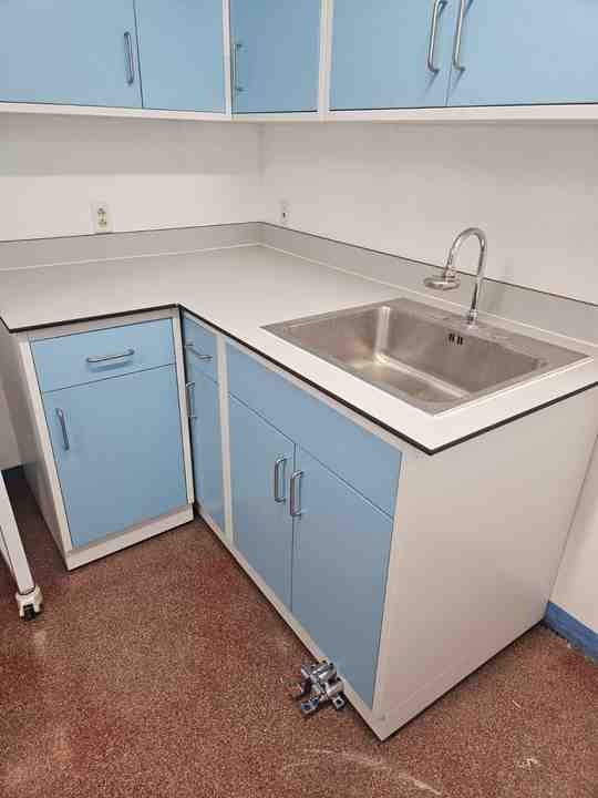 Pharmacy Laboratory Modern Metal Lab Table with Cabinet Storage Laboratory Workbench