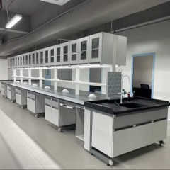 Modern Metal Lab Cabinet LED Light Epoxy Powder Coated Finish Lab Island Bench Water Sink for Hospital Dental University Use