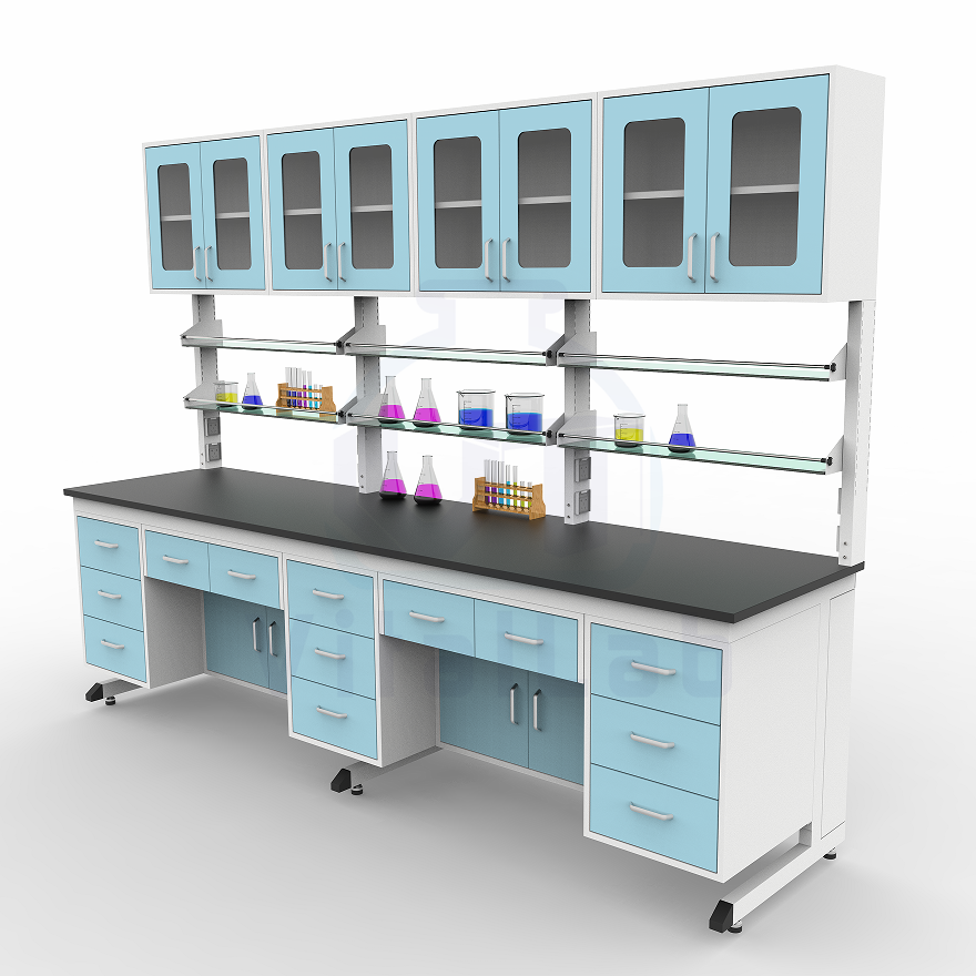 Adjustable Height Anatomy Lab Bench Table C Frame Epoxy Powder Coated Metal Modern Chemical Resistant Top Laboratory Furniture