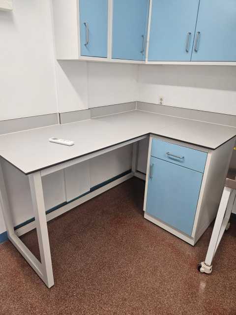 Pharmacy Laboratory Modern Metal Lab Table with Cabinet Storage Laboratory Workbench