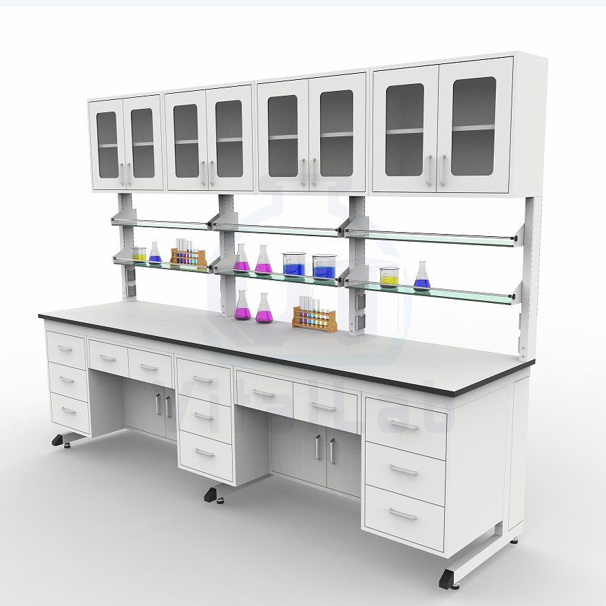 School Chemical Resistance Lab Furniture Work Bench with Epoxy Resin Worktop for Cosmetic Laboratory