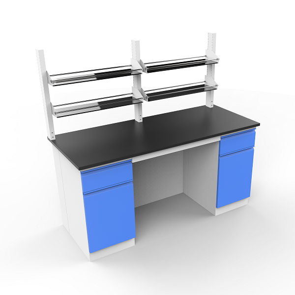 Customized VitalLab Modern Metal Workbench Epoxy Powder Coating Phenolic Resin Worktop 4 Drawers Silence Doors Water Laboratory