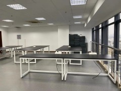 Cheap Price Simple Design Metal Lab Table with Water Sink Modern Mobile Iron Frame Easy Moving 2 Drawers