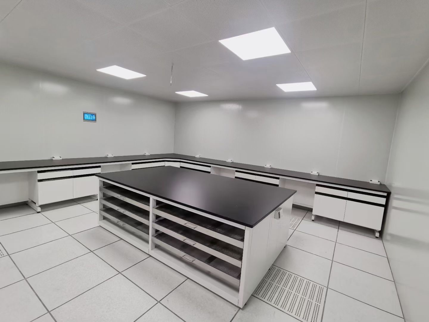 New Design Food Laboratory Island Bench with Tools Drawer Floor Mounted Water Proof Lab Cabinet for Factory Use