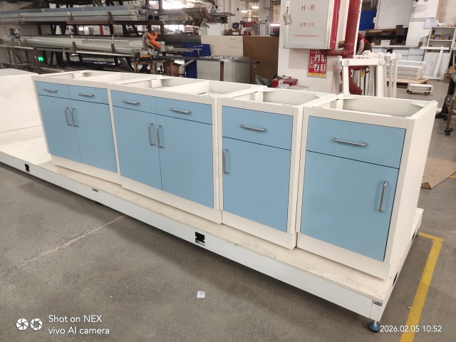 Pharmacy Laboratory Modern Metal Lab Table with Cabinet Storage Laboratory Workbench