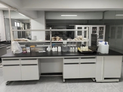 Modern Metal Lab Cabinet LED Light Epoxy Powder Coated Finish Lab Island Bench Water Sink for Hospital Dental University Use