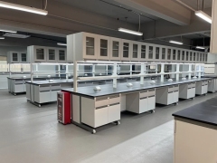 Modern Metal Lab Cabinet LED Light Epoxy Powder Coated Finish Lab Island Bench Water Sink for Hospital Dental University Use