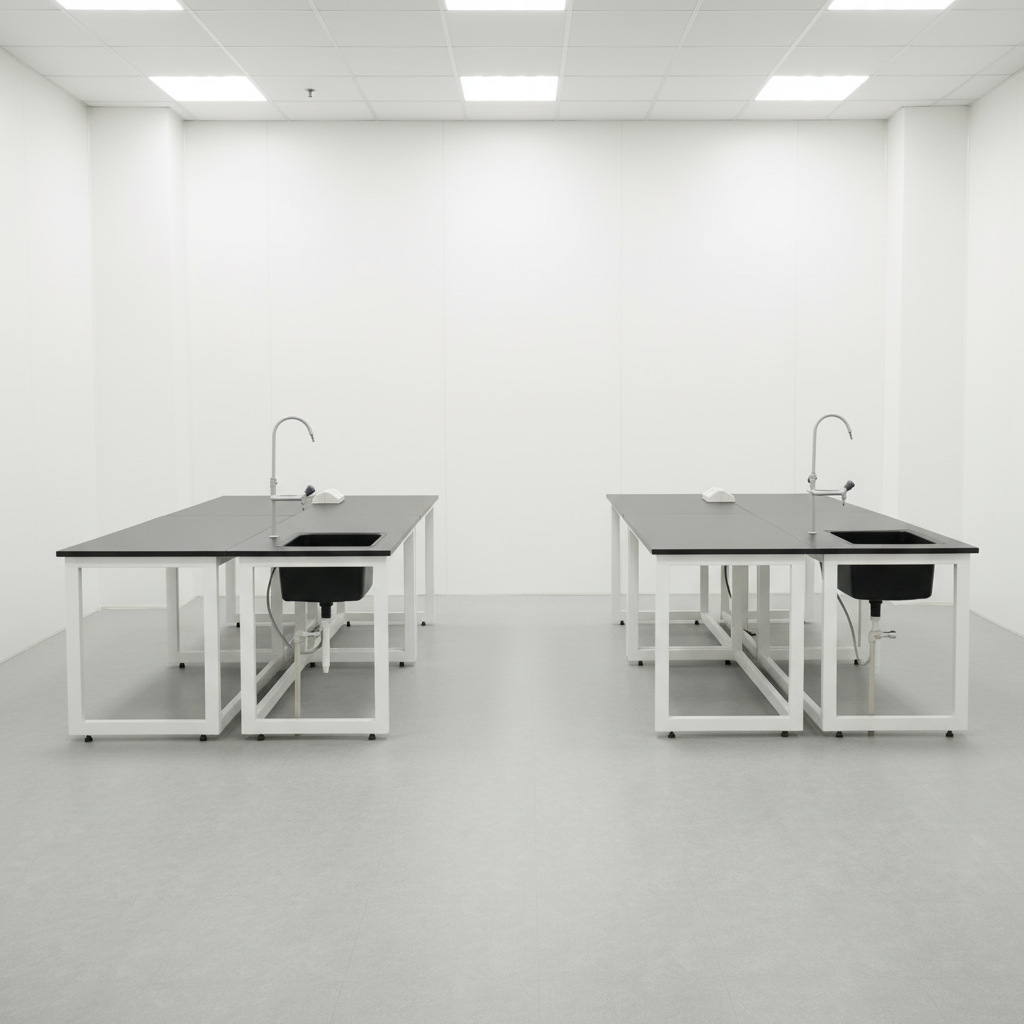 Simple Cheap Price Lab Bench Without Cabinet Easy Move Lab Table in White