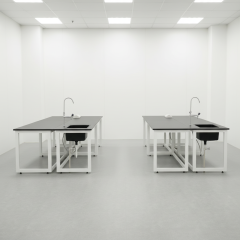 Cheap Price Simple Design Metal Lab Table with Water Sink Modern Mobile Iron Frame Easy Moving 2 Drawers