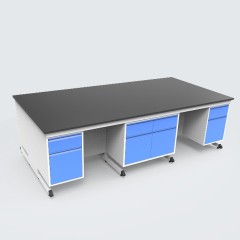 Modern VitalLab Blue Iron Hospital Laboratory Workstation Cabinet Epoxy Powder Coated Stainless Steel Worktop Sink 4 Drawers