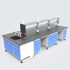 Modern VitalLab Blue Iron Hospital Laboratory Workstation Cabinet Epoxy Powder Coated Stainless Steel Worktop Sink 4 Drawers