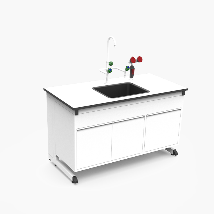 Heavy Duty Suspend C Frame Lab Workbench With Water Sink and Rack Lab Bench With Upper Open Shelf For Hospital