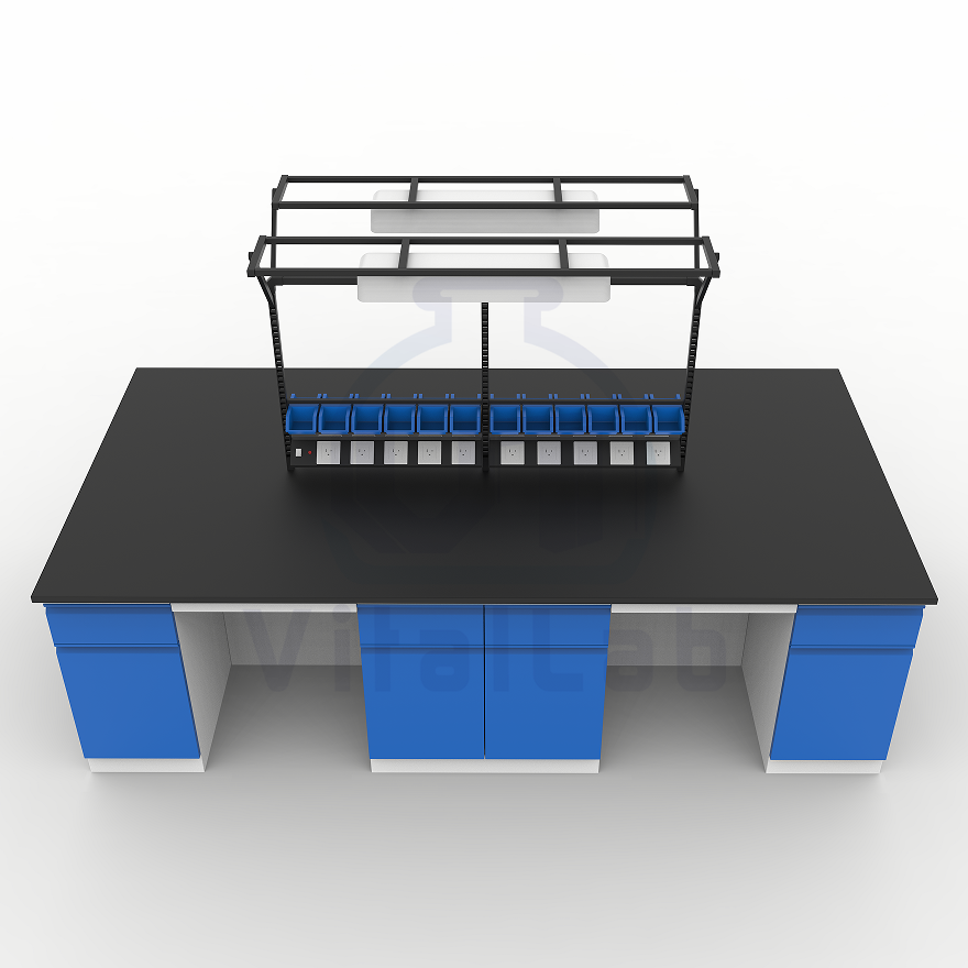 Chemical Resistant Lab Bench Epoxy Resin Worktop Steel Frame Laboratory Table