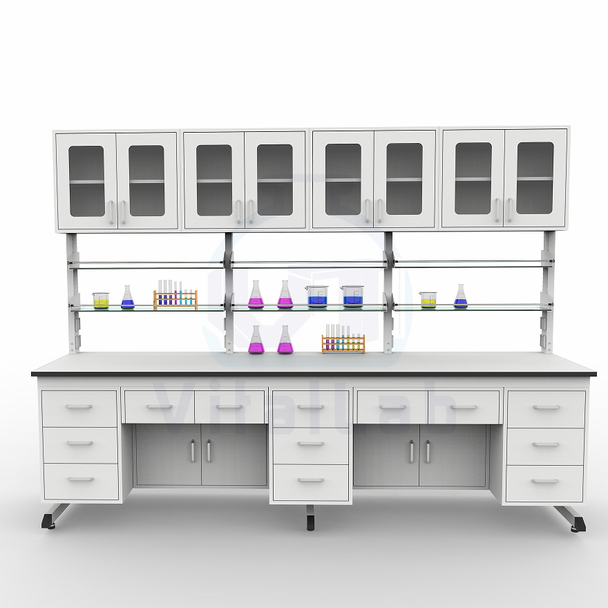 School Chemical Resistance Lab Furniture Work Bench with Epoxy Resin Worktop for Cosmetic Laboratory