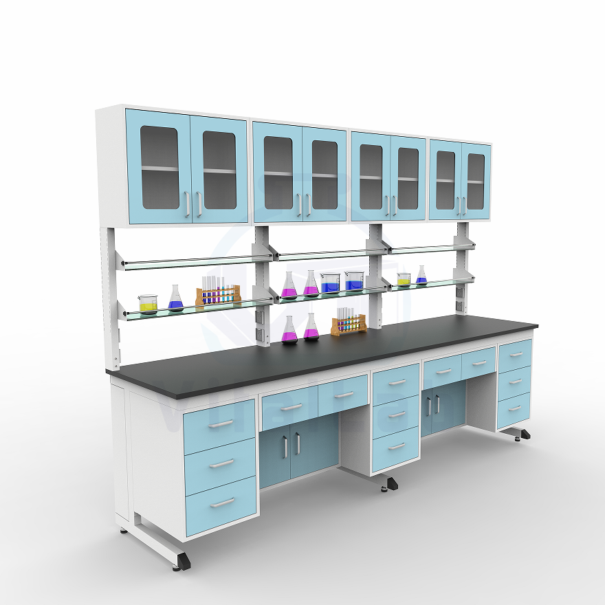 Adjustable Height Anatomy Lab Bench Table C Frame Epoxy Powder Coated Metal Modern Chemical Resistant Top Laboratory Furniture
