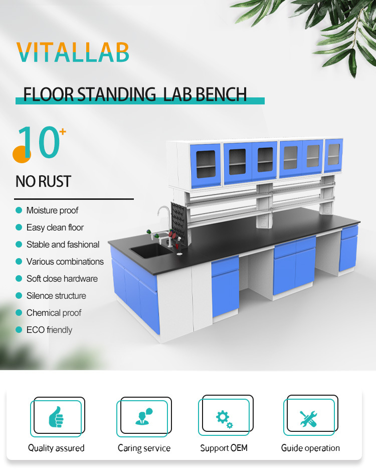 Chemical Resistant Lab Bench Epoxy Resin Worktop Steel Frame Laboratory Table