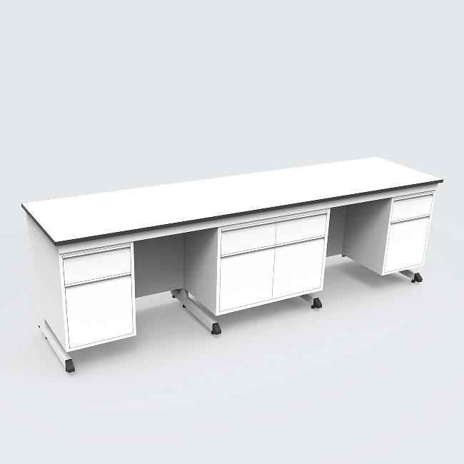 Heavy Duty Suspend C Frame Lab Workbench With Water Sink and Rack Lab Bench With Upper Open Shelf For Hospital