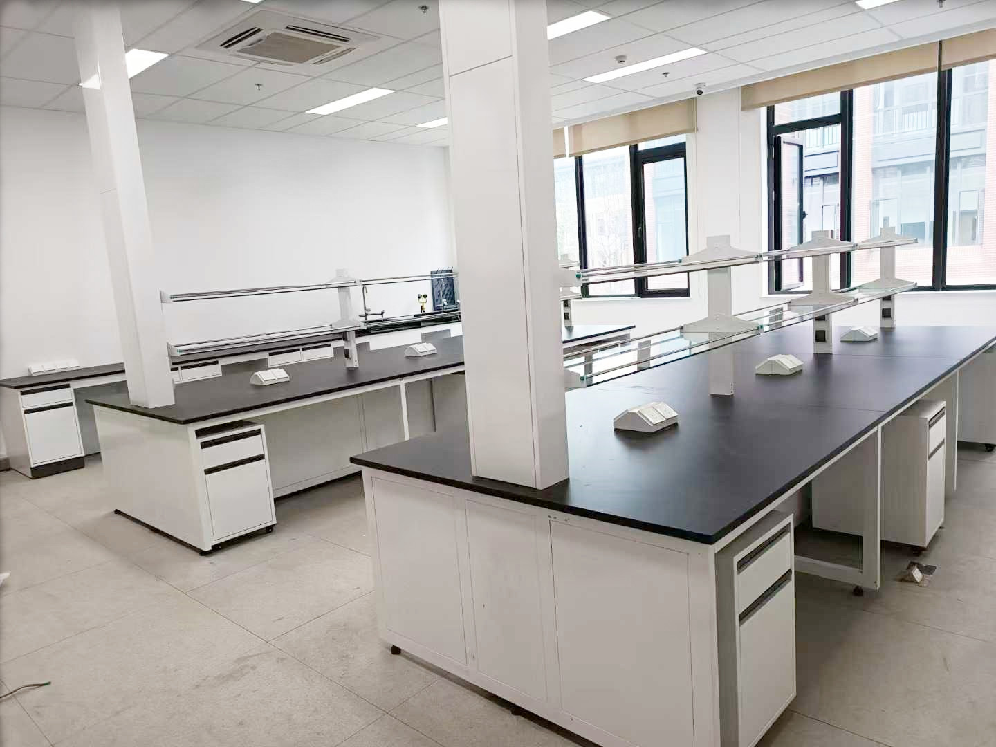 Mobile Lab Workbench with Casters Modular Steel Frame Laboratory Bench