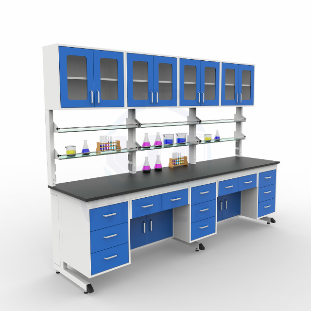 Lab Bench Epoxy Resin Worktop Chemical Resistant Steel Frame Lab Table