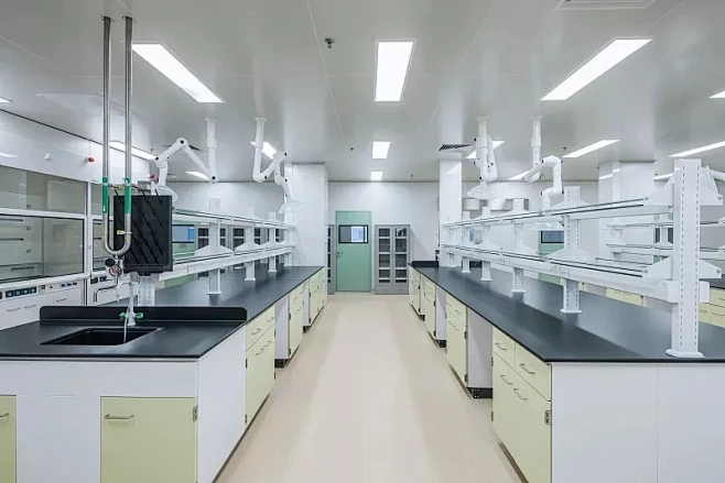 Hospital Laboratory Wall / Island Benches With Storage Cabinet and Water Sink