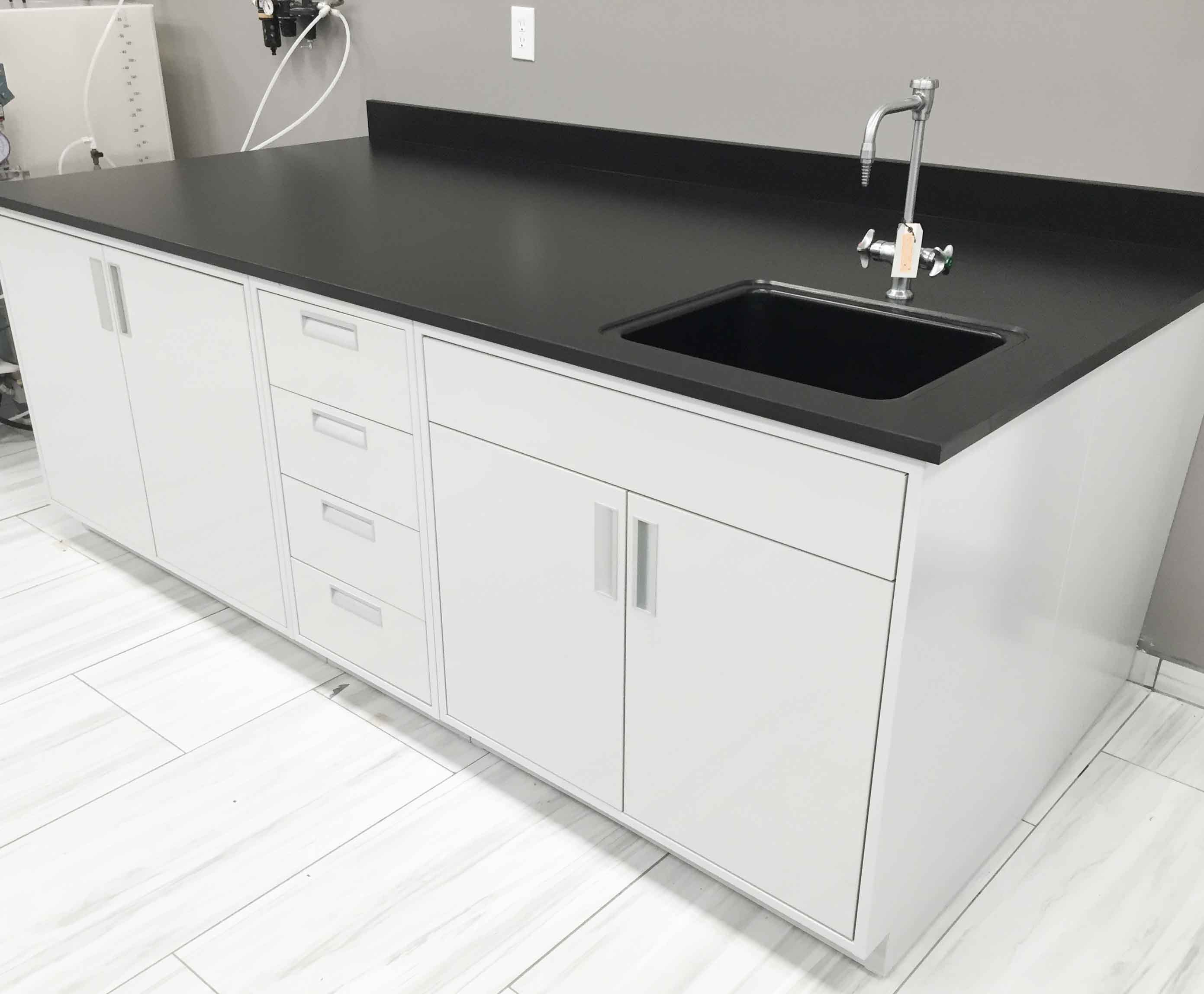 American Style Wall Bench Modern Lab Workstation with Upper Cupboard