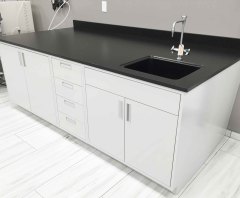 American Style Wall Bench Modern Lab Workstation with Upper Cupboard