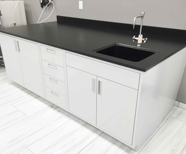 American Style Wall Bench Modern Lab Workstation with Upper Cupboard