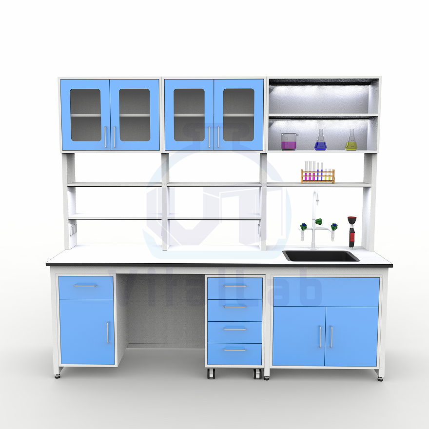 ISO Certification School Laboratory Furniture Modern Lab Bench with Rack & Sink