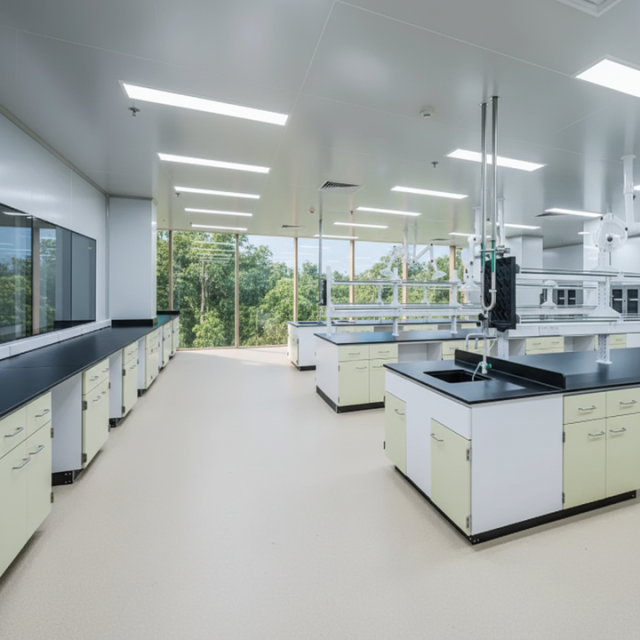 Modular Modern Iron Laboratory Tables with Epoxy Resin Countertop Epoxy Powder Coating for Hospital School Lab Bench Water Sink