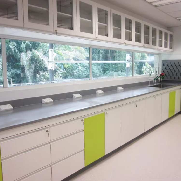 Floor Mounted Heavy Duty Lab Benches with Green and White Color for University