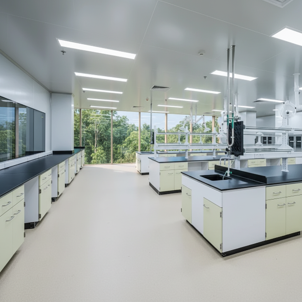 Hospital Laboratory Wall / Island Benches With Storage Cabinet and Water Sink