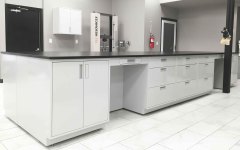 American Style Wall Bench Modern Lab Workstation with Upper Cupboard