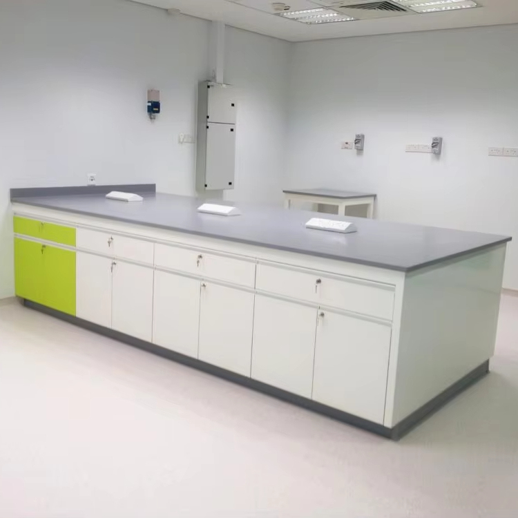 Floor Mounted Heavy Duty Lab Benches with Green and White Color for University