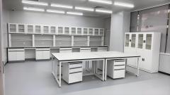 White Phenolic Resin Worktop Floor Standing Lab Bench Reagent Shelf Cabinet Metal Frame Modern Design 4 Drawers Water Laboratory