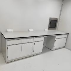 White Phenolic Resin Worktop Floor Standing Lab Bench Reagent Shelf Cabinet Metal Frame Modern Design 4 Drawers Water Laboratory