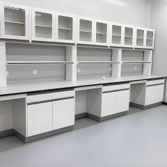 White Phenolic Resin Worktop Floor Standing Lab Bench Reagent Shelf Cabinet Metal Frame Modern Design 4 Drawers Water Laboratory
