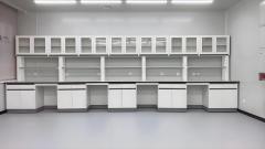 White Phenolic Resin Worktop Floor Standing Lab Bench Reagent Shelf Cabinet Metal Frame Modern Design 4 Drawers Water Laboratory